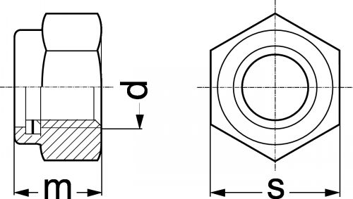 Schéma Ecrou hexagonal autofreiné P10