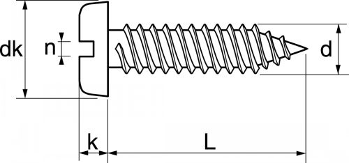 Schéma Vis à tôle tête cylindrique large fendue