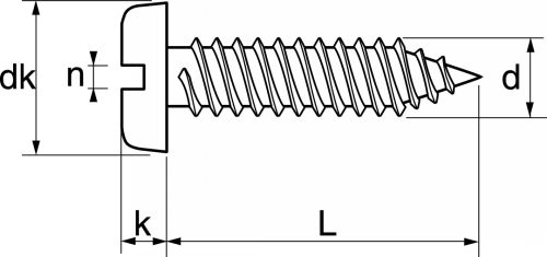 Schéma Vis à tôle tête cylindrique large fendue