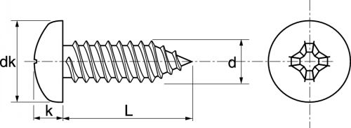 Schéma Vis à tôle tête cylindrique large Phillips