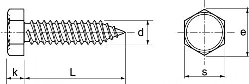 Schéma Vis à tôle tête hexagonale bout pointu