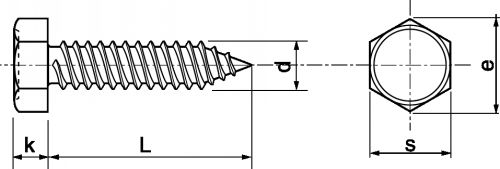 Schéma Vis à tôle tête hexagonale bout pointu