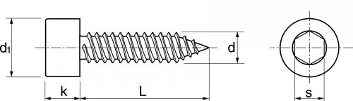 Vis à tôle tête cylindrique six pans creux / Hexagon socket head self tapping screws forme C