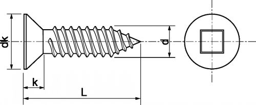 Schéma Vis à tôle tête fraisée carrée type C