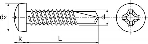 Schéma Vis autoperceuse tête cylindrique Phillips