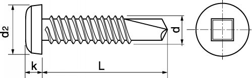 Schéma Vis autoperceuse tête cylindrique carrée