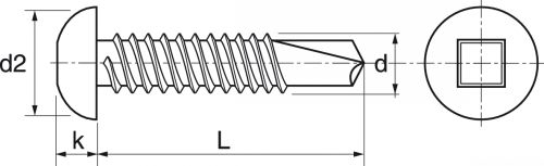 Schéma Vis autoperceuse tête cylindrique carrée