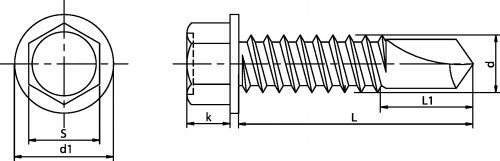 Schéma Vis autoperceuse tête H à embase bi-métal
