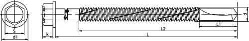 Schéma Vis autoperceuse tête H à embase bi-métal