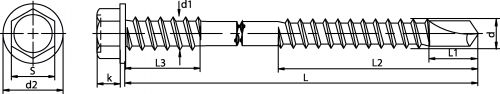 Schéma Vis autoperceuse tête H embase double filet