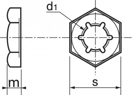 Schéma Ecrou Pal hexagonal