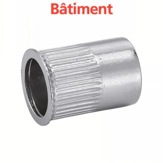 Ecrous crantés à sertir tête affleurante inox A2 / Knurled rivet nuts