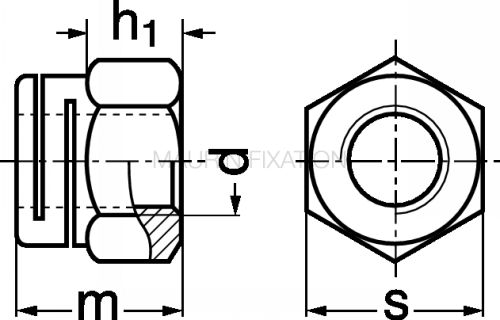 Sch&eacute;ma Ecrou hexagonal autofrein&eacute; 2 fentes