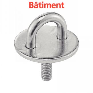 Pontet sur platine ronde avec tige filetée inox A2 / Circular pad eye with threaded rod