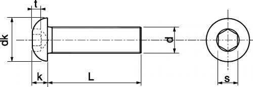 Schéma Vis à métaux tête bombée six pans creux