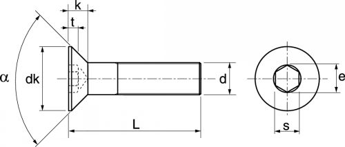 Schéma Vis à métaux tête fraisée six pans creux