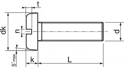 Schéma Vis à métaux tête cylindrique large fendue