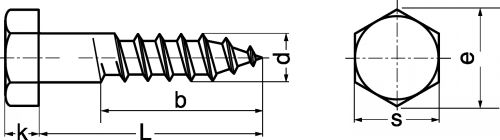 Schéma Vis à bois tête hexagonale