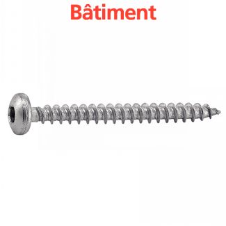 Vis agglomere tête cylindrique six lobes inox A4 / Six lobe pan head chipboard screws