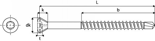 Vis de parquet tête fraisée six lobes