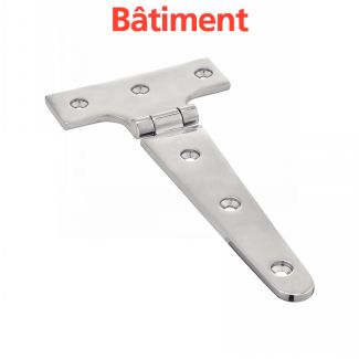 Charnière T forgée polie inox A4 / T Strap hinge mirror polished