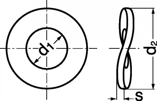 Schéma Rondelle élastique Onduflex 2 ondes type B