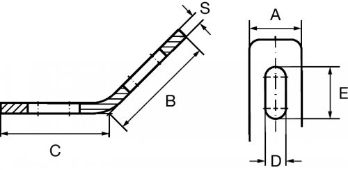 Schéma Equerre à 45° pour rail profil en C