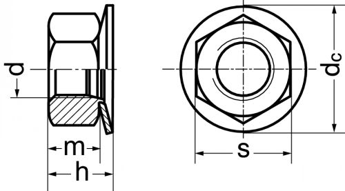 Schéma Ecrou hexagonal autofreiné à rondelle imperdable