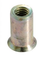 RIVKLE® BLIND NUT WITH CYLINDRICAL BODY AND COUNTERSUNK HEAD - PASSIVATED ZINC PLATED 400 HBS Acier Zn passivé 400 HBS (Model : 19762)