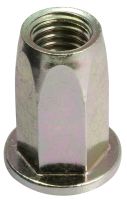 RIVKLE® BLIND NUT WITH HEXAGON SHAFT AND FLAT HEAD - PASSIVATED ZINC PLATED 400 HSST Acier Zn passivé 400 HBS (Model : 19774)