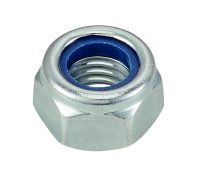 Tuerca hexagonal autobloquante a anillo non metalico din 985 acero calidad 6 zincado blanco