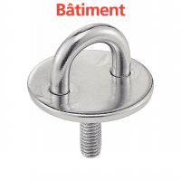 Pontet sur platine ronde avec tige filetée inox A2 / Circular pad eye with threaded rod