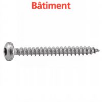 Vis agglomere tête cylindrique six lobes inox A4 / Six lobe pan head chipboard screws