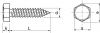 Schéma Vis à tôle tête hexagonale bout pointu